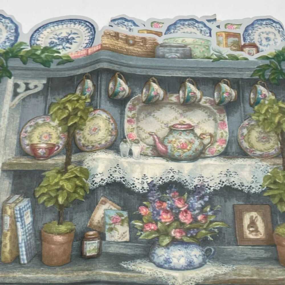 2 Cottage Expressions Home Wallpaper Borders Blue and white China Romantic Craft